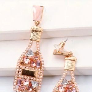 Champagne Bottle Statement Earrings, Party Earrings, Bridal Shower Earrings